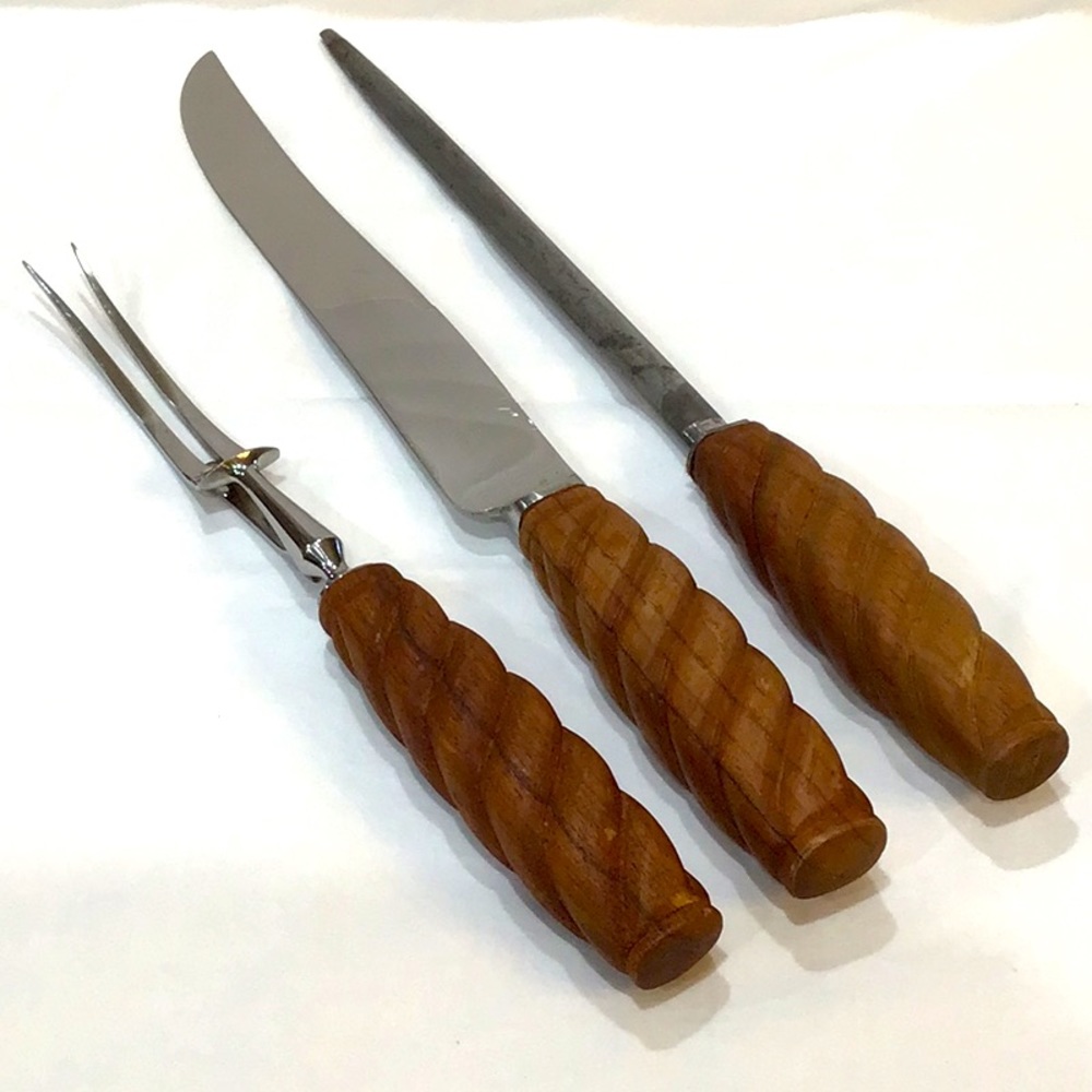 Denmark Carving Set teak wood handles